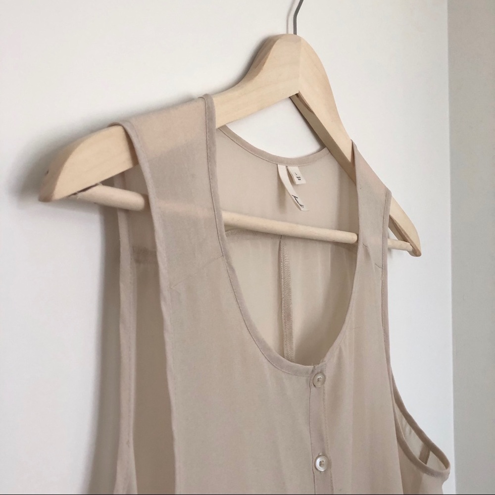 Frenchi Sheer Cream Ruffle Blouse Tunic L